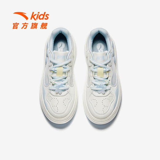 Anta Children's Sneakers Girls 'Chaussures 2025 Été Nouveau produit Souffle Campus Chaussures blanches Chaussures de planche basse IVORY Blanc / Frozen Blue-1 36