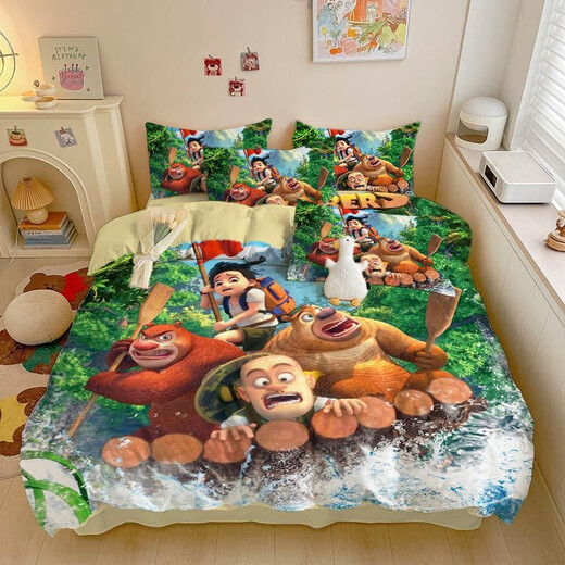 All-cotton cartoon cute bears appearing in children, boys and girls three-piece set student dormitory four-piece set customizable 3891V 135 bed (quilt cover 180220) four-piece set