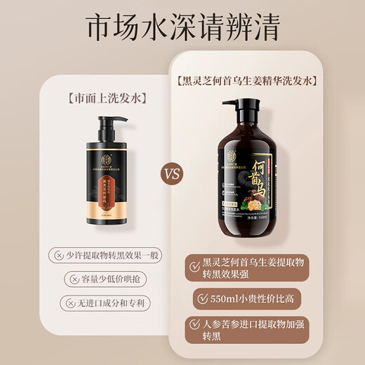 同仁堂何首乌洗发水白发黑发治自然黑中老年去屑止痒中药洗发露2瓶装