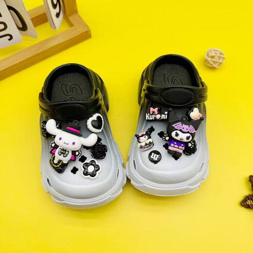 HUALIN Fashion Summer Nuevos zapatos de dibujos animados para niños y niñas Sandalias sin deslizamiento suave, color de gradiente en blanco y negro [kulomi de tapa de botella] [606 24-25