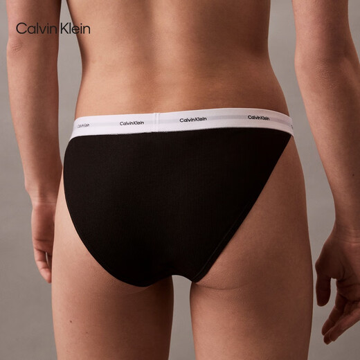 Calvin Klein Unterwäsche 25 Frühlings- und Sommer Neue Frauen CK Jacquard Taille Rippen-Baumwollbikini-Briefs für Frauen QD5265 UB1-Space Black 1 m