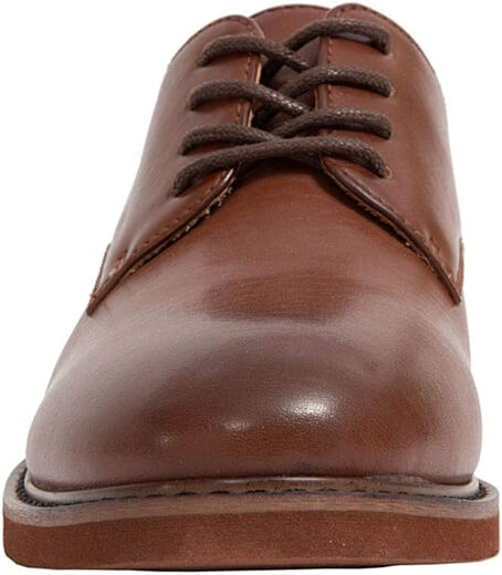 Deer Stags Boys' Leather Shoes College Style Round Toe Oxford Shoes Lightweight Formal Wear Dark Luggage 5.5 Big Kid