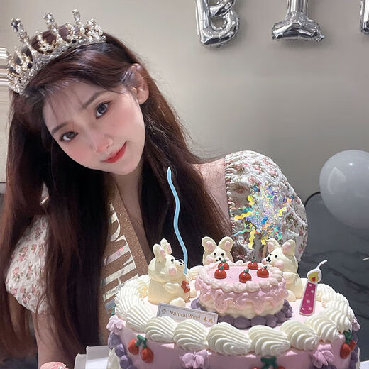 Zi Jiafu birthday crown tiara for girls, high-end goddess 18-year-old adult headband, elegant princess bride wedding J silver birthday crown