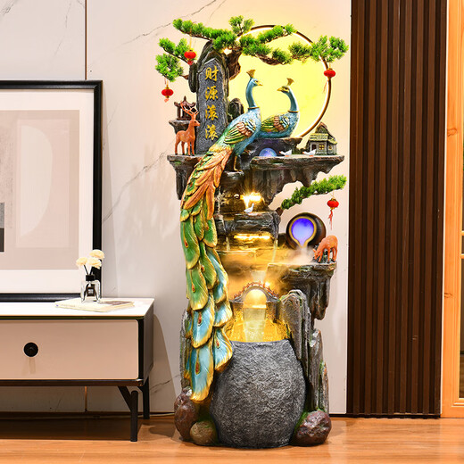 Waterscape und bodengesteuertes Rockerie-Ornamente Wohnzimmer und Büro Fortune Feng Shui Treasure Pot Circulation Waterscape Housewarming Eröffnungsgeschenk 9926 Kleine Größe 106 cm