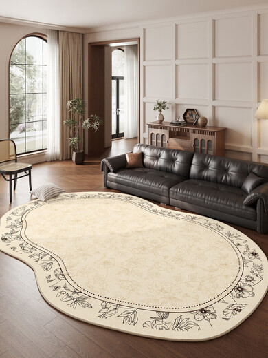 Französischer Teppich Wohnzimmer Creme Stil Retro 2025 kostenlose waschbare Bodenmatte Speziales unregelmäßiges verdicktes Sofa Luminous Tango 15054 300*400 cm Fläche Romantische Abdeckungen Das Wohnzimmer bedeckt das Wohnzimmer