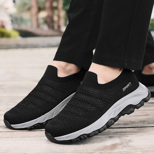 ADARK FITA RIGUIOSO Zapatos de ancianos para hombres en verano Anti-Slip Sode Sole Pedal Diabetes Gran tamaño Padres Amplios transpirables y constantes Lan 42 de Lan Deep 42