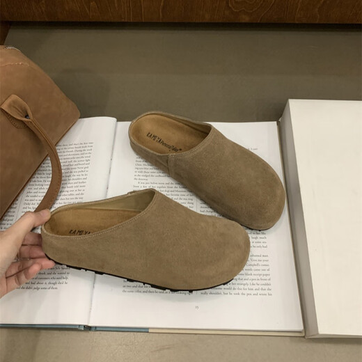 S.SOFEA Slippers Birkenstock de cuero grueso emulado para mujeres embarazadas con tendencia retro anti-deslizamiento 9226 azul 36