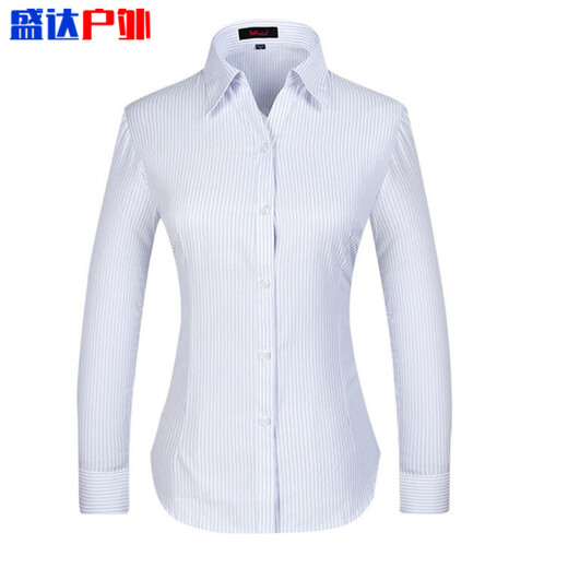 何佳功建行工作服女式正装领白底蓝色竖条纹短袖衬衫方领修身银行工作服 3882男方领浅兰斜纹短袖 41(175/96A)