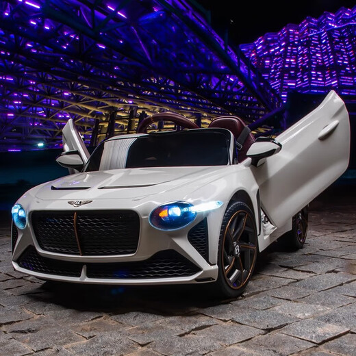 Mother and baby Bentley children's electric car four-wheel car for men and women with remote control swing toy car that can sit on one person's first birthday gift dual drive white + independent swing + hydraulic double door