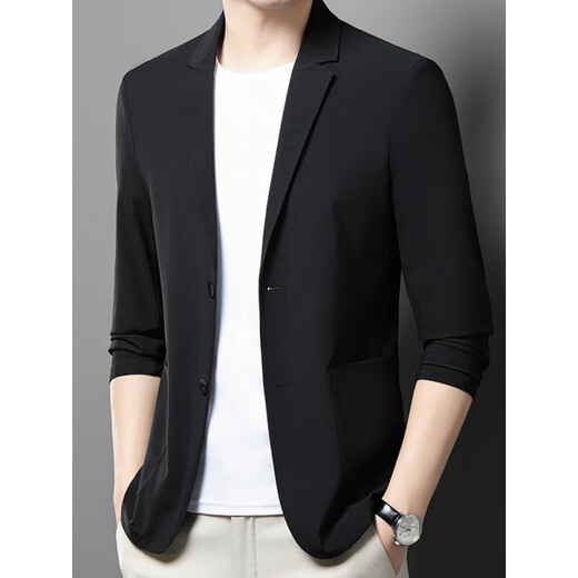 Seven Wolf (SW1960) Leichter und Eisseidenanzug Herren Sommerfreier Einschichtanzug Klimaanzug Anzug Spring- und Sommer-Anti-Falten-Sonnenschutzmantel Jacke Graues Grün L für 120-140jin [Jin entspricht 0,5 kg]