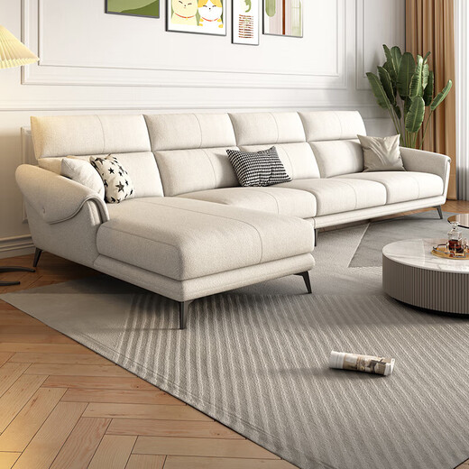 Disney tissu canapé italien léger luxe de luxe et de lin appartements dans une combinaison multi-personnes en rangée à rangs mobiliers de salon Soft Row Y753 # 3,1 mètres plus d'un siège [coton et lin] vers le bas + éponge