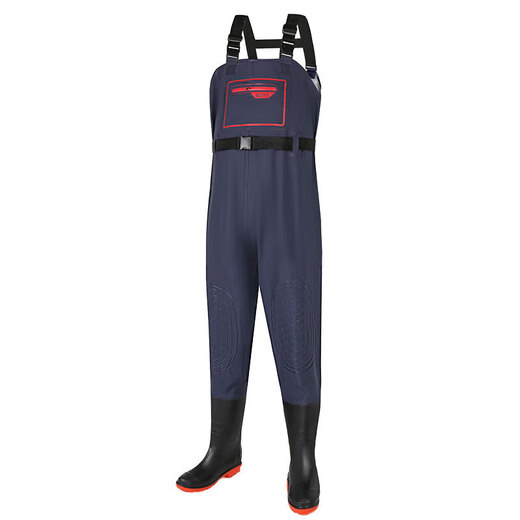 
Water pants half-body clothes rain belt rain shoes leather fork trousers catch fish whole body men one-piece reservoir water shoes thickened water pants front and back high letters black double knee pads - lightweight 43