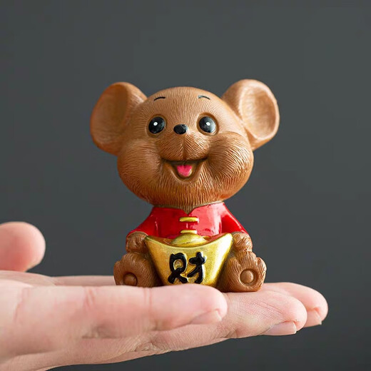 Resin Ceramic Cute Mouse Creative Home Tea Pet Desktop Tea Art Ornament Fine Tea Fortune and Fortune Double Mouse