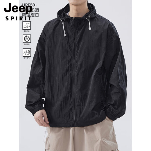 JEEP SPIRITUPF50+ Anti-UV Sun Protection Clothes for Men 2025 Ice Silk Large Size Outdoor Summer Fishing Jacket 7777=Charcoal Gray 8XL (Recommended weight 280-300 Jin Jin is equal to 0.5 kg)
