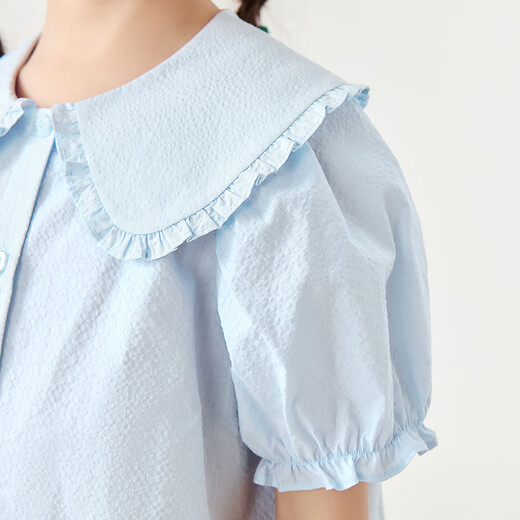 Mini Bala Pure Cotton Girls Soft Breathable Sweet Cute Short Sleeve Shirt Baby Light Top Pearl White 10201 110