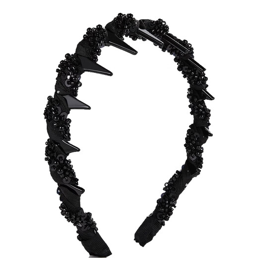 Zhuo Keke Princess of Paris headband high skull light luxury toothed headband high-end fashion western style hand-beaded hair bundle headband black satin beaded headband