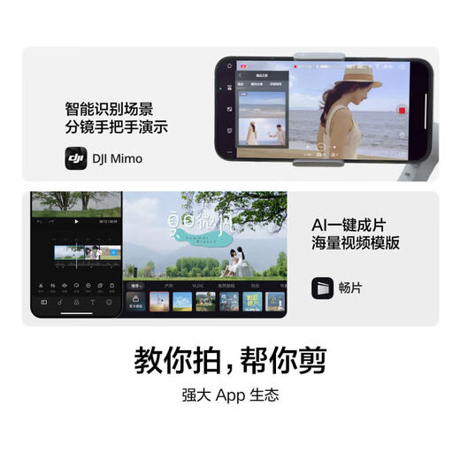 大疆（DJI）手机云台稳定器Osmo Mobile SE 三轴增稳防抖稳定器 AI跟拍 手势控制 便携自拍杆 OM SE 手机vlog Osmo Mobile SE 标配（不含随心换）
