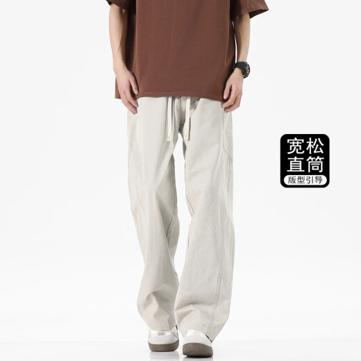 
Catman MiiOW summer casual pants for men new style loose straight men's sports pants pure cotton work pants for men's summer thin pants Paris gray [pure cotton soft fabric] XL [130-145Jin [Jin equals 0.5 kg]]