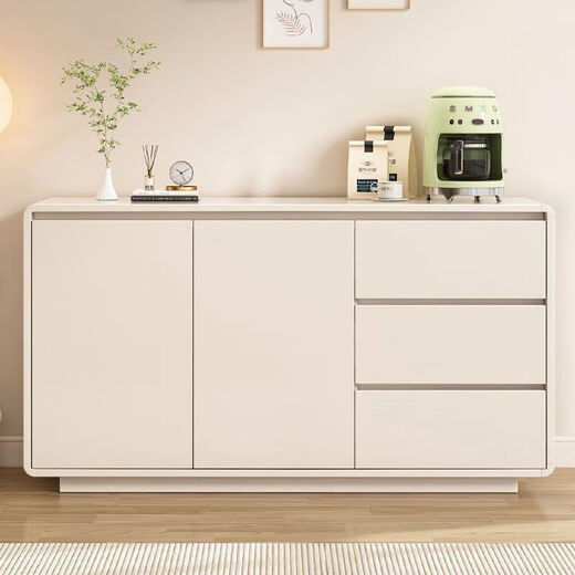 
Kangshiyuan solid wood sideboard modern simple living room integrated wall tea cabinet kitchen storage cabinet pre-white three-pull double doors [120*40*80]