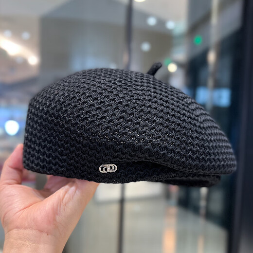 Pengxuan Japanese designer shaped pleated beret hat for women, all-match face-showing spring and summer milk silk breathable painter's hat, off-white M