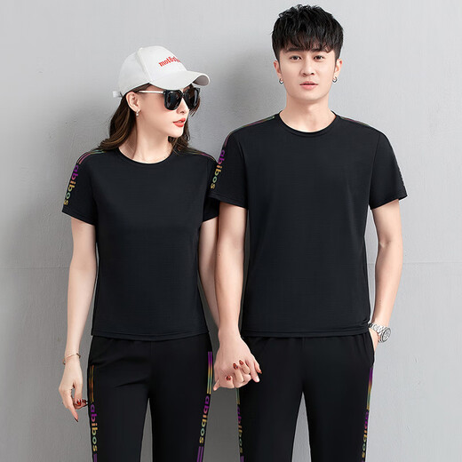 
Woodpecker Father's Day Gift Brand Couple Casual Suit Xia Bing Silk Round Neck Short Sleeve Trousers Men and Women's Same Style Loose Printable Big Red 12109 [Short Sleeve + Trousers] Women's Style L [Suggested 100-110Jin [Jin equals 0.5 kg]]