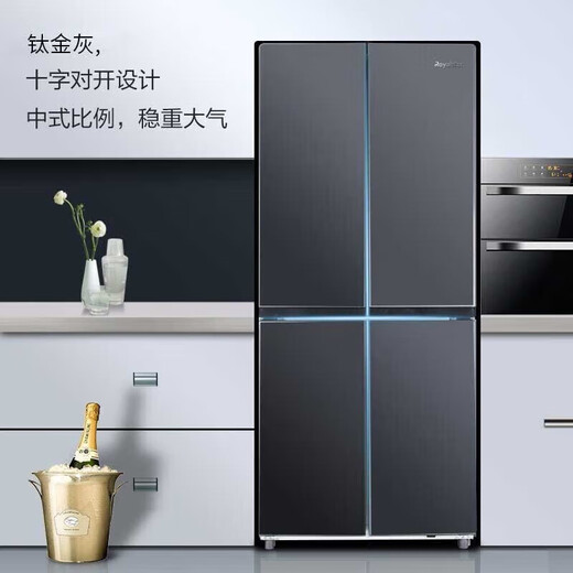 Royalstar 360/586 liter cross door air-cooled frost-free refrigerator household first-class energy efficiency energy-saving dual-frequency double-cycle ultra-thin embedded refrigerator four-door French folio static storage 360 liters of ash first-class energy-saving air-cooled frost-free 59 cm ultra-thin embedded refrigerator