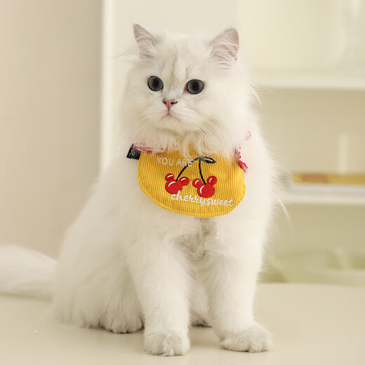 迪士尼米奇系列宠物樱桃米奇撞色口水巾可调节奶猫配饰小型犬围兜 樱桃米奇撞色口水巾 M脖围2629cm建议12斤内