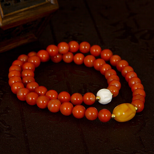 Mingpo Shijia Natural South Red Bracelet Women's Multiple Circles Two Circles Beeswax Bracelet Agate Transfer Jewelry Authentic Birthday Gift for Girlfriend