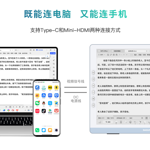 DASUNG 13K color ink screen display 13.3-inch ultra-high definition 37Hz ultra-high brush e-book reader portable computer monitor eye-protecting electronic paper book reading new product 13K black and white screen no front light no touch screen