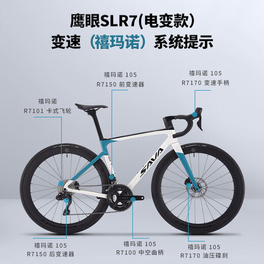 SAVA萨瓦F20二代鹰眼碳纤维公路车24速超轻弯把油碟综合架竞赛自行车 松石绿【R7170电子变速-碳圈】 49XS【160CM-165CM】