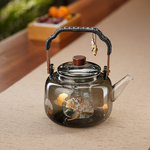 Quandu all-in-one steaming and cooking teapot glass teapot set electric ceramic stove steaming teapot heat-resistant black glass teapot