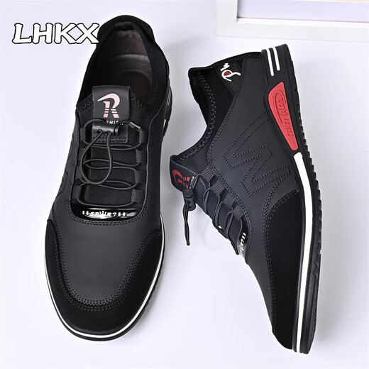 
LHKX brand light luxury cowhide men's shoes 2025 spring and summer new casual shoes men's sports shoes men's soft leather shoes men 9916 black-high-end men's shoes 40