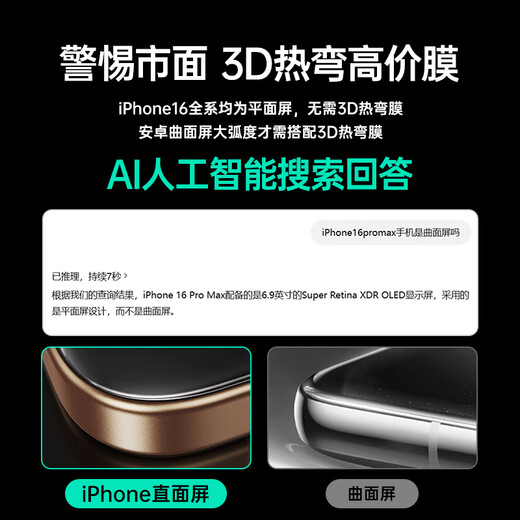 Yise [2025 upgraded version] Applicable to iPhone16ProMax tempered film Apple 16pro mobile phone film 16/15 series plus full screen coverage AR transparent anti-fingerprint film Apple 16Pro [HD film] 2-piece package 2025 upgraded quick sticker box [success rate 100%]