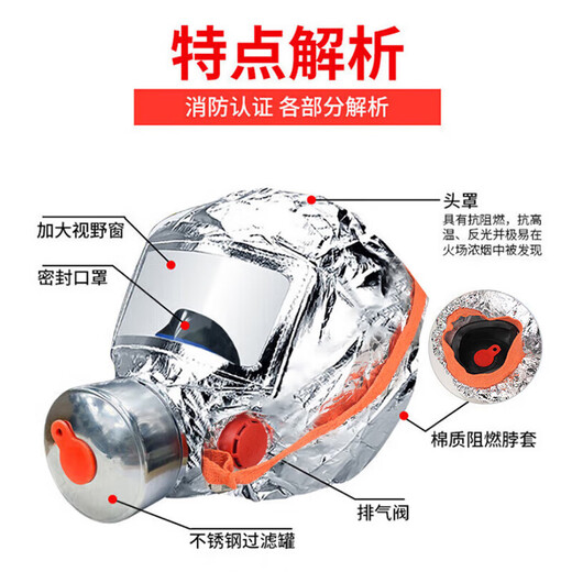 Fire gas mask, fire escape mask, anti-smoke fire mask, hotel special fire mask 3C certified filter type fire emergency escape self-rescue respirator, escape mask TZL30 high quality 1 box