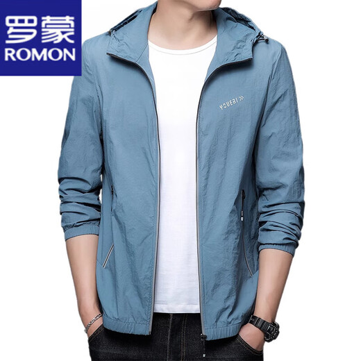 罗蒙（ROMON）防晒衣男2025夏季新款轻薄UPF50+防紫外线速干透气钓鱼服冰丝外套 gam-N9928连帽防晒服浅绿色 2XL 185 (体重156-175斤)