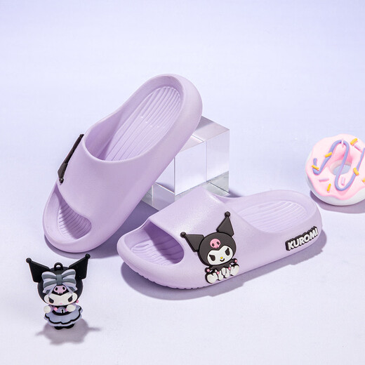 Hello Kitty children's shoes girls slippers Kuromi slip-on girls bathroom home shoes cute sandals 5862A purple 28