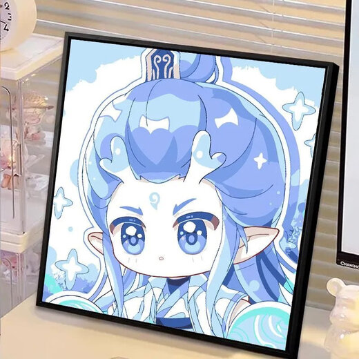 Nezha Ao Bing digital oil painting DIY cute high-value coloring handmade holiday gift H733 20*20cm upgraded back panel + pigment + 2 brushes +