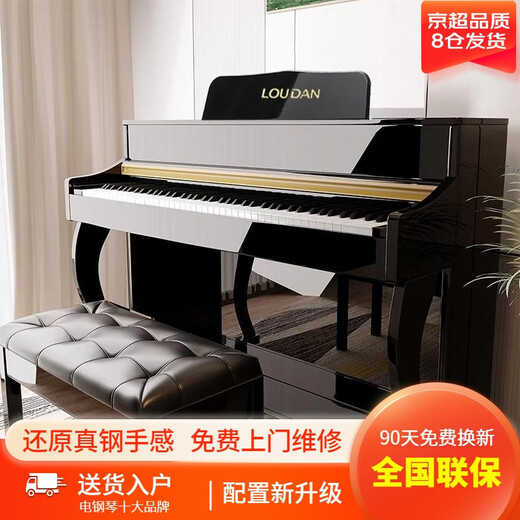 LOUDAN Jingchao Qicangfa 88-key vertical hammer electric piano, professional home electronic piano for adults and beginners, glossy black paint + hammer keyboard + pure steel tone