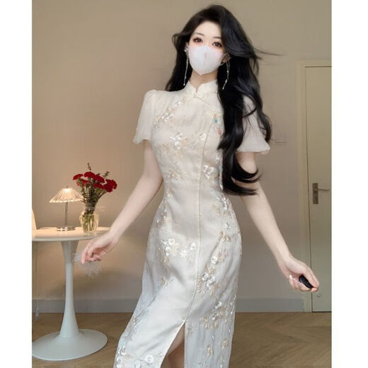 UKUHPK Neuer chinesischer Stil modifiziertes Cheongsam Mädchen besticktes schlankes High-End-Kleid 9221 2xl