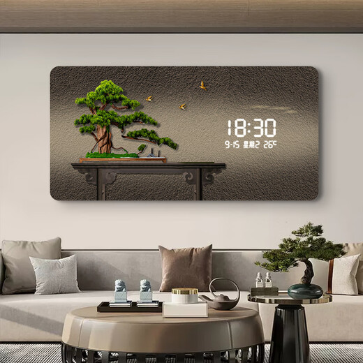 Yingke Song Restaurant Decoration Painting LED Electronic Wall Clock 2025 New Lighting Digital Electronic Watch Wall Clock DQ3892 80*40cm Single Apartment Selection x Changa