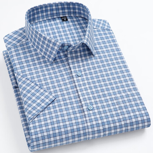 Gy Yagel Summer Off-White Cotton Plaid Small Plaid Shirt à manches courtes pour les hommes à demi-manche à manche Classic Plaid F983 L 40