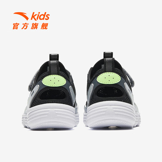ANTA Children's Sandals Men's Big Children's Shoes 2025 Summer New Product Baotou Lightweight Outdoor Soft Elastic Beach Shoes Black/Anthracite Gray-3 35