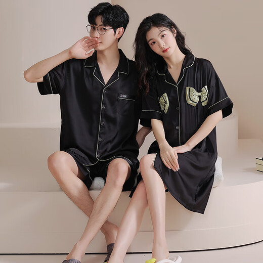 Fuxin Kang Bingsi Pare Pajamas Мужской летний костюм с коротким рукавом тонкий прохладный ночной платье Женская домашняя одежда GLQ-6210 2XL-мужчины [высота 168-178-вес 150-170]