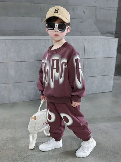 
G. DUCKKIDS boys spring and autumn sweatshirt set for children's spring clothes, fashionable and handsome spring long clothes, sports two-piece set, purple spring and autumn two-piece set, 14066Jin[Jin equals 0.5 kg], within 140 cm, equal to 140 cm, equal size