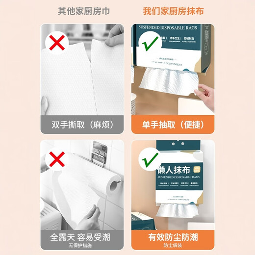 JCZS Japan Sam's same style lazy rag kitchen special disposable thickened hanging dishwashing cloth wet and dry 4 lifts 640 pumps enlarged and thickened