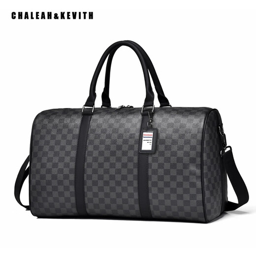CHALEAH&KEVITH男士旅行包牛皮单肩手提包行李袋大容量出差行李包健身包收纳袋 ck778格子