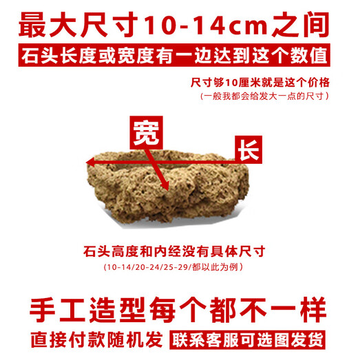 Stone flowerpot absorbent stone water stone original stone natural flowerpot with asparagus bamboo calamus succulent plant micro landscape pot 13-17cm stone pot + tempered rectangular holder