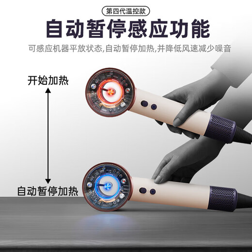 RASW German hair dryer household silent negative ion high power does not damage hair high speed quick drying leafless hair dryer hair care dormitory baby pet ladies special portable business trip new smart hair dryer (official top configuration 1 1 blue purple) new smart scalp protection hair dryer as a gift