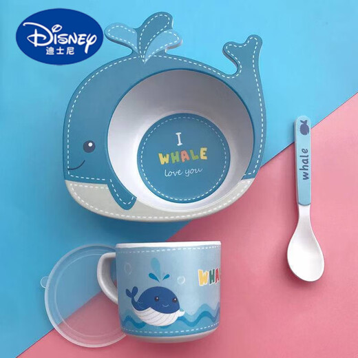 迪士尼（Disney）竹纤维卡通儿童餐具套装家用幼儿园宝宝辅食餐盘婴儿碗勺儿童杯子 兔子 碗勺杯