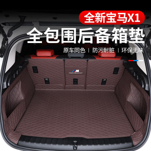 适用于23-24款宝马X1/iX1后备箱全包围保护iX1尾箱垫内饰用品 珊瑚红-全包6件套(图二) 宝马X12023-2024款